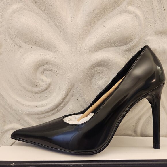Steve Madden "Reya" Black Box Black Leather Patent Heels. NIB. Size 6.5 - Picture 5 of 12